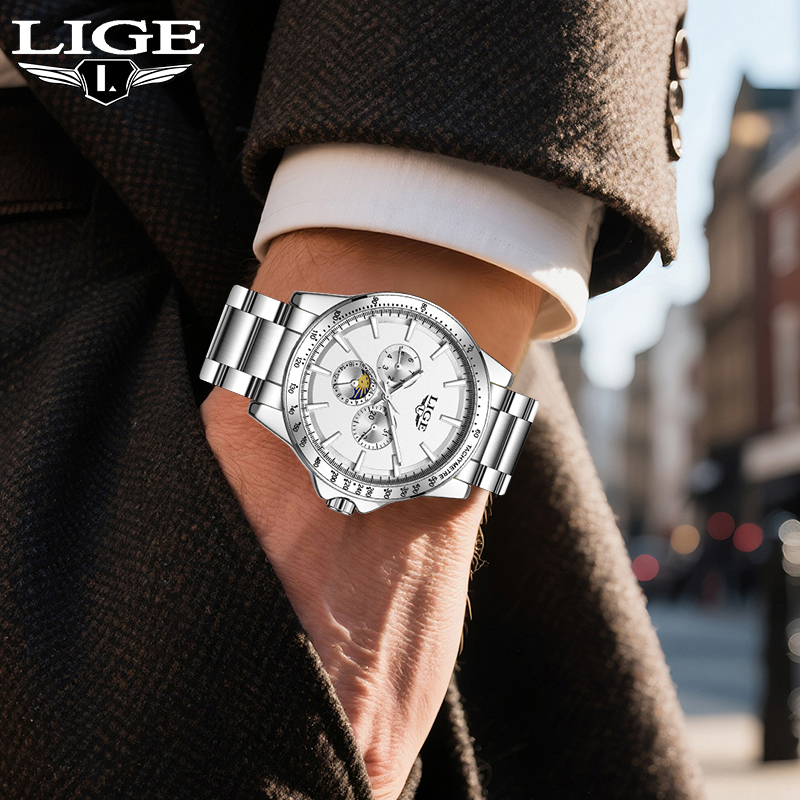 Men'S Fashion Luxury Brands - Zegarek męski LIGE, luksusowa marka, kwarcowy,