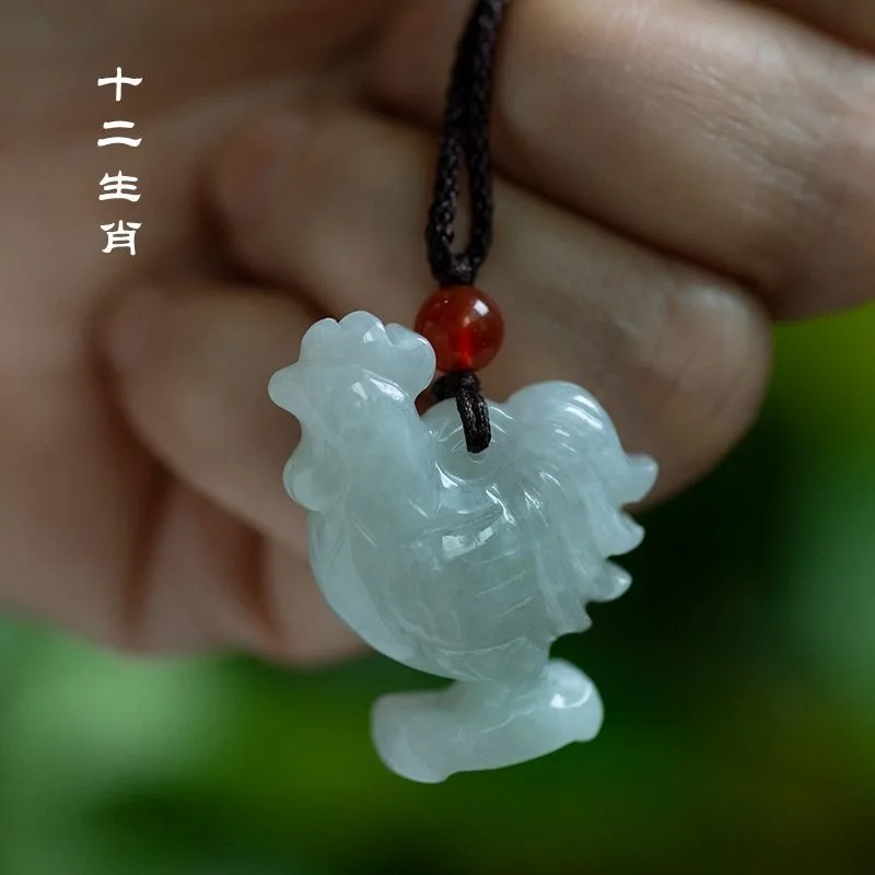 Men'S Fashion Necklaces - Naturalny szmaragd chiński trójwymiarowy zodiak naszyjnik
