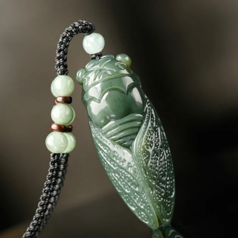 Men'S Fashion Necklaces - Naturalny Hetian Jade cykada wisiorek naszyjnik