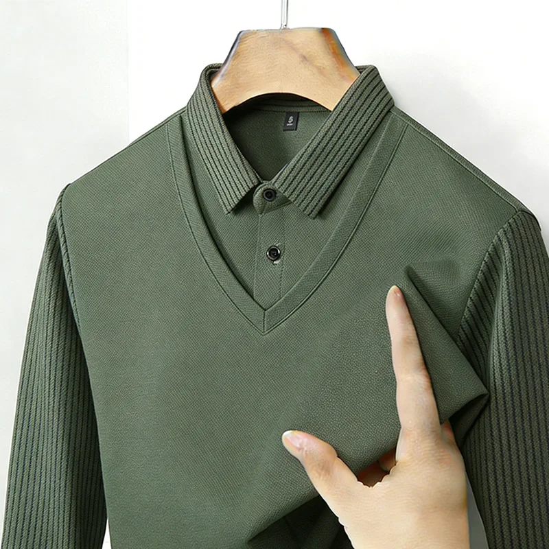 Men'S Tops Fashion - Męska koszula z imitacją dwóch części,