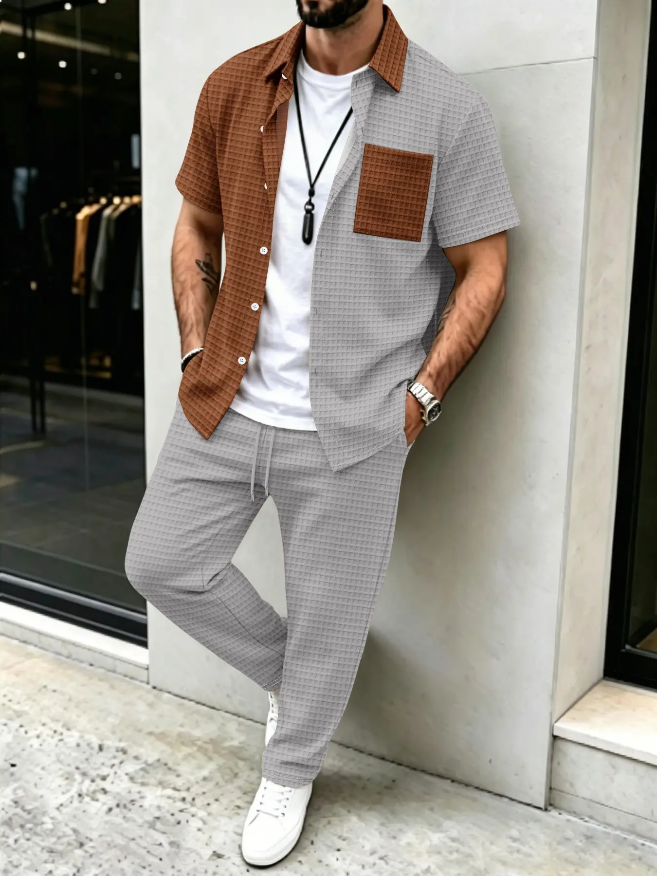 Men'S Fashion Designer - Męski zestaw: koszula w jednolitym kolorze