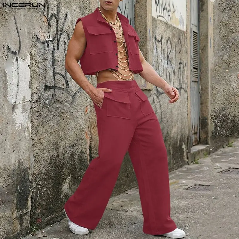 Men'S Fashion Designer - INCERUN Męskie Komplety Bez Rękawów: Krótkie
