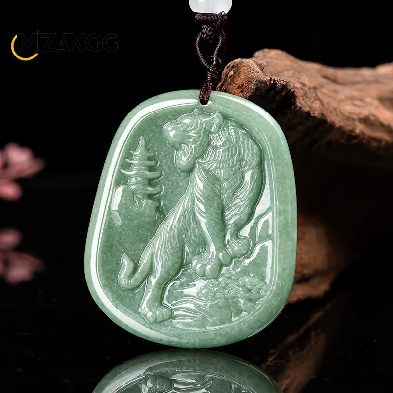 Men'S Fashion Necklaces - Natural A-goods Jadeite Zodiac Tiger Pendant