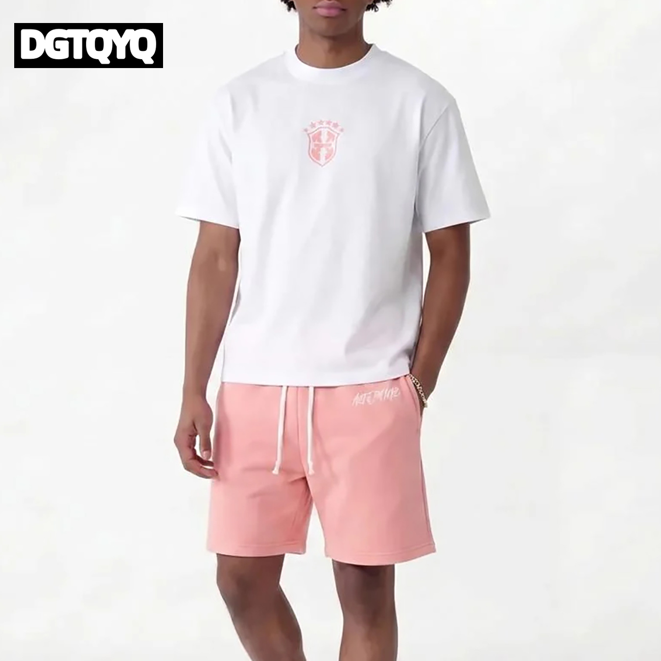 Men'S Fashion 2025 - Męskie letnie nowe różowe haftowane szorty