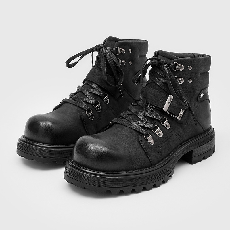 Men'S Fashion Luxury Brands - Męskie skórzane buty motocyklowe, śniegowce, kowbojki,