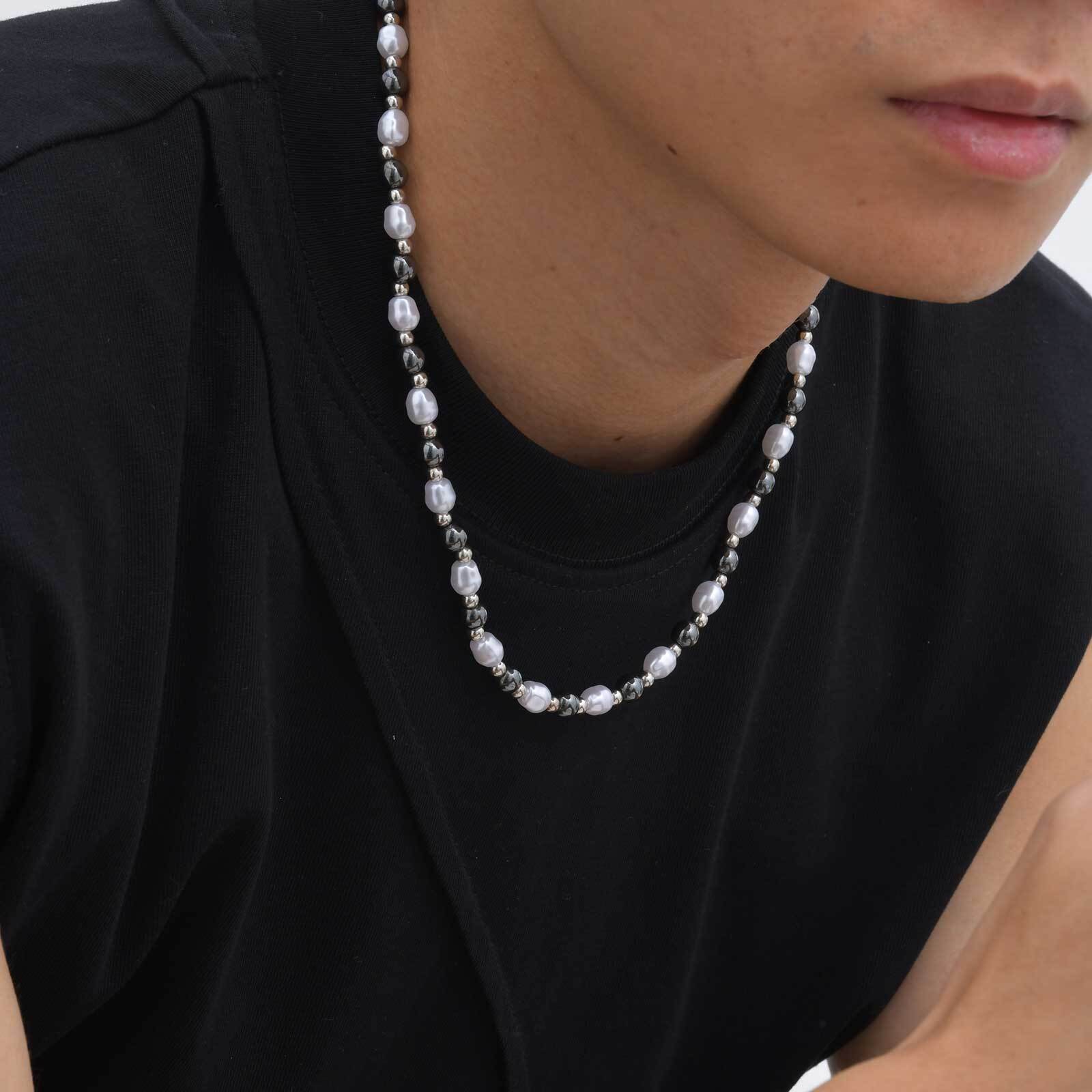 Men'S Fashion Necklaces - Naszyjnik Hip Hop z Perłami dla