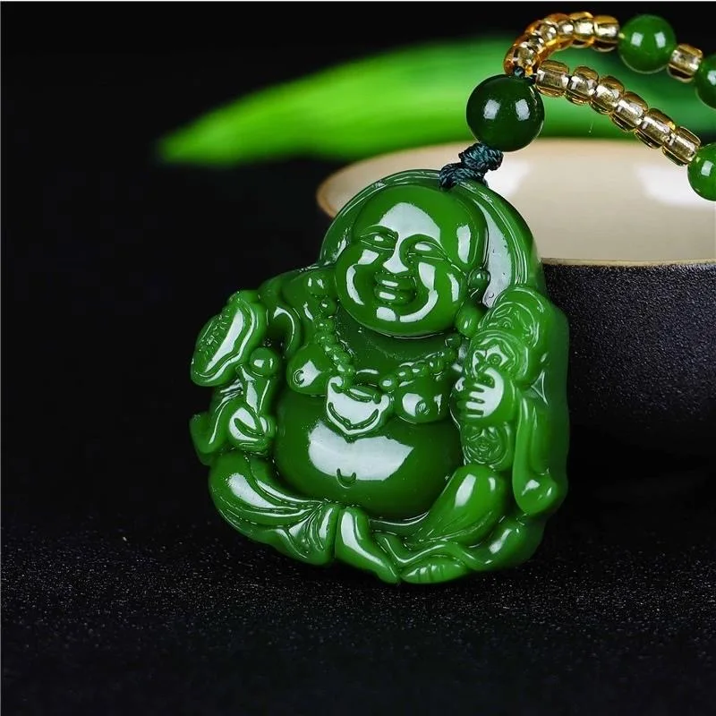 Chiński zielony Jade Maitreya  – Men'S Fashion Necklaces recenzja i cena
