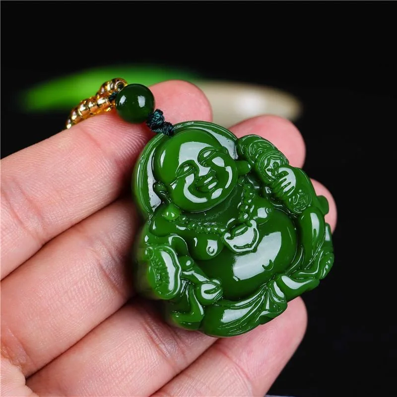 Chiński zielony Jade Maitreya  – Men'S Fashion Necklaces recenzja i cena