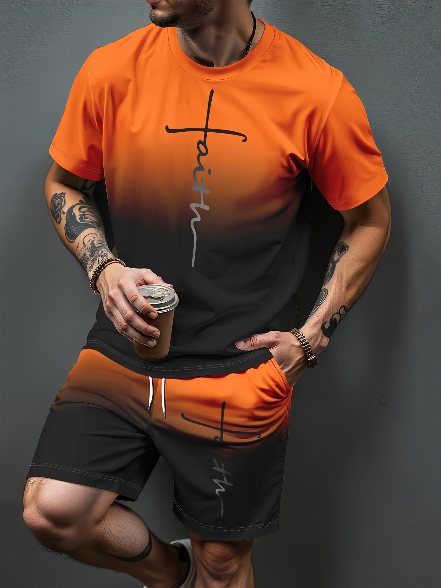 Gradientowy wzór liter, druk 3 – Men'S Fashion 2025 recenzja i cena