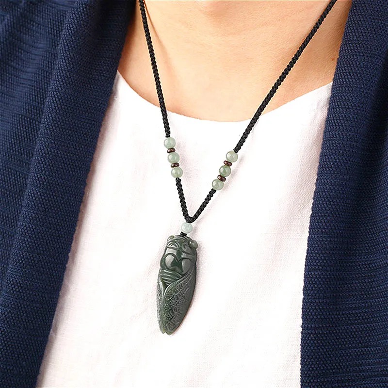 Naturalny Hetian Jade cykada w – Men'S Fashion Necklaces recenzja i cena